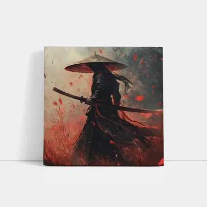 Samurai Warrior Red Petals Dark Art