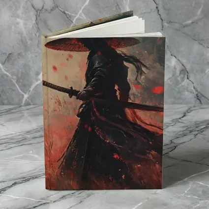 Samurai Warrior Red Petals Dark Art