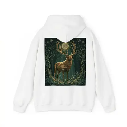 Mystic Stag Celtic Forest Glowing Moon Art