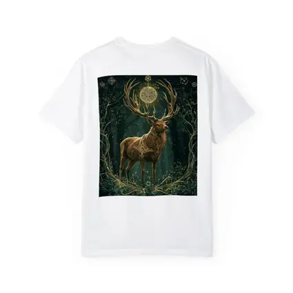 Mystic Stag Celtic Forest Glowing Moon Art