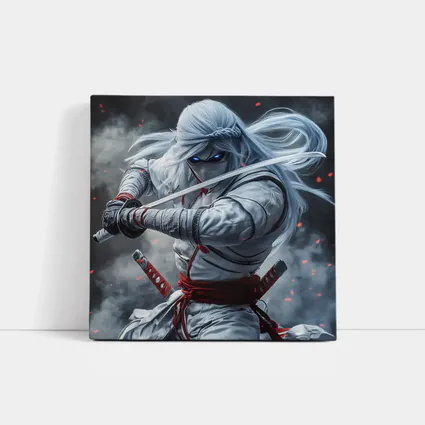 White Ninja Warrior Dual Katana Smoke