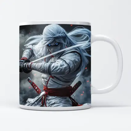 White Ninja Warrior Dual Katana Smoke