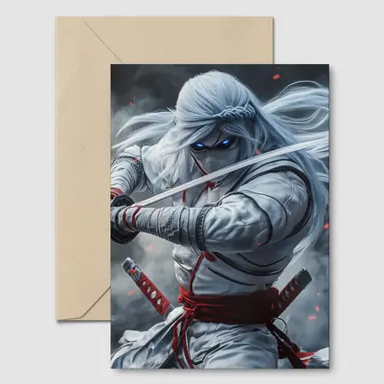 White Ninja Warrior Dual Katana Smoke
