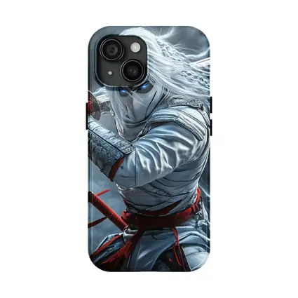 White Ninja Warrior with Katana Sword