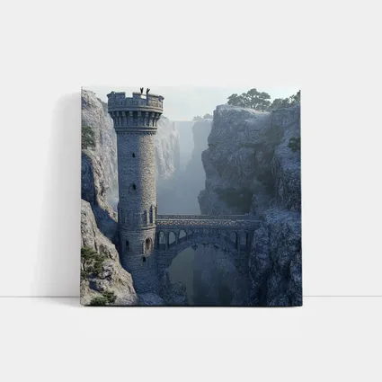 Medieval Stone Tower Bridge Canyon Mist