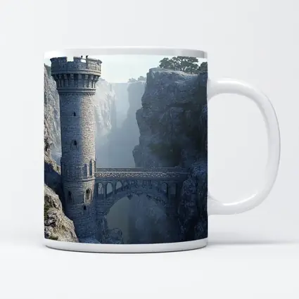 Medieval Stone Tower Bridge Canyon Mist