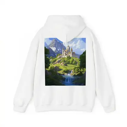 Fantasy Castle on Hill With Waterfall