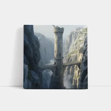 Stone Tower Bridge Canyon Fantasy Art