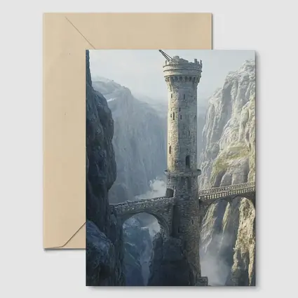 Stone Tower Bridge Canyon Fantasy Art