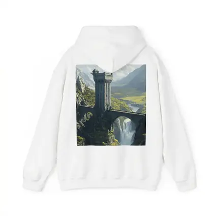Fantasy Stone Tower Bridge Waterfall Mountains
