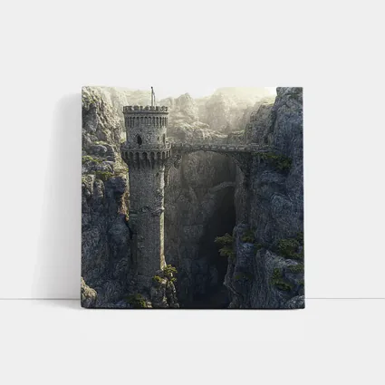 Medieval Stone Tower Bridge Rocky Canyon