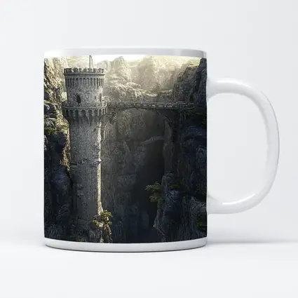 Medieval Stone Tower Bridge Rocky Canyon