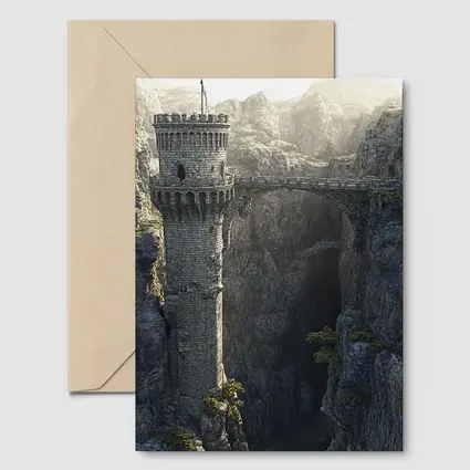 Medieval Stone Tower Bridge Rocky Canyon