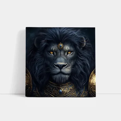 Dark Fantasy Lion Warrior Gold Armor Art