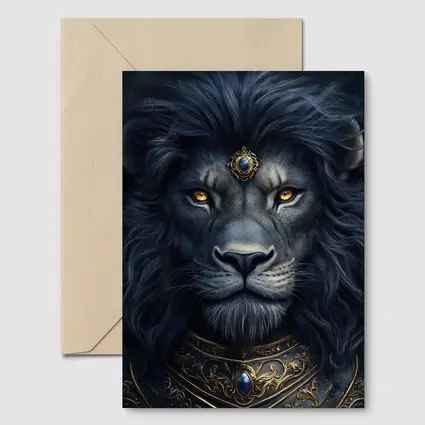 Dark Fantasy Lion Warrior Gold Armor Art