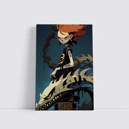 Anime Girl Riding Dragon Dark Fantasy Art