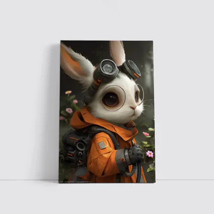 Steampunk Rabbit Explorer Orange Suit Fantasy