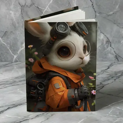 Steampunk Rabbit Explorer Orange Suit Fantasy