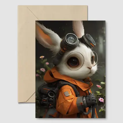 Steampunk Rabbit Explorer Orange Suit Fantasy