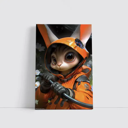 Astronaut Bunny Cat Orange Space Suit