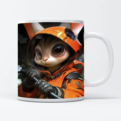 Astronaut Bunny Cat Orange Space Suit