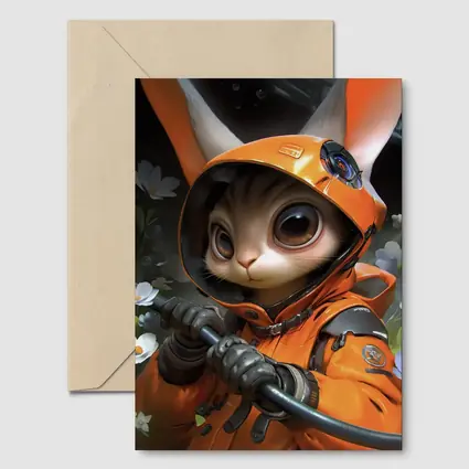 Astronaut Bunny Cat Orange Space Suit