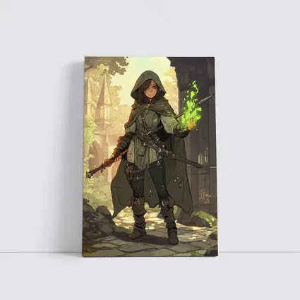 Anime Mage Girl Green Magic Fantasy Art