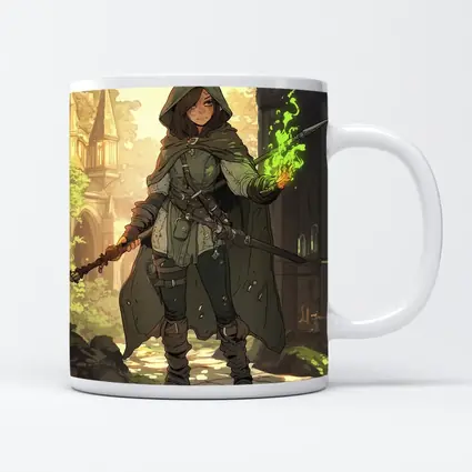 Anime Mage Girl Green Magic Fantasy Art