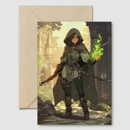 Anime Mage Girl Green Magic Fantasy Art