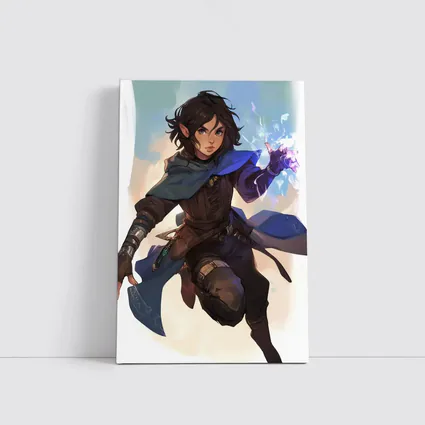 Fantasy Elf Warrior With Magic Blue Cape