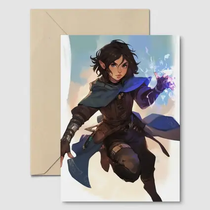 Fantasy Elf Warrior With Magic Blue Cape