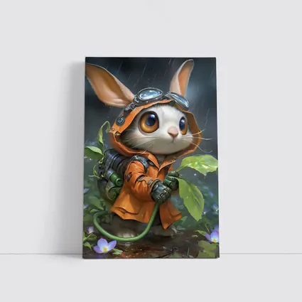 Steampunk Bunny Adventurer Orange Raincoat Rain