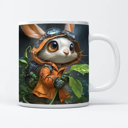 Steampunk Bunny Adventurer Orange Raincoat Rain