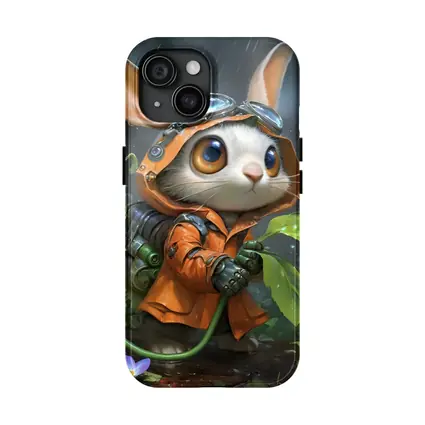 Steampunk Bunny Adventurer Orange Raincoat Rain