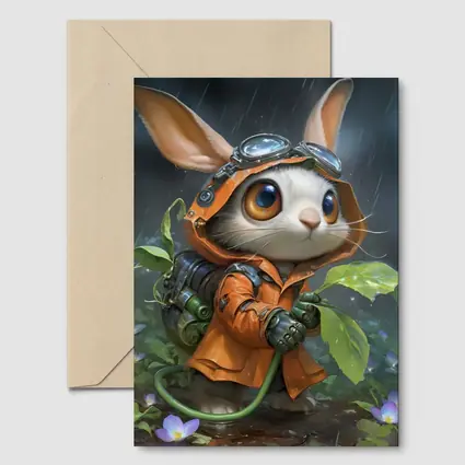 Steampunk Bunny Adventurer Orange Raincoat Rain