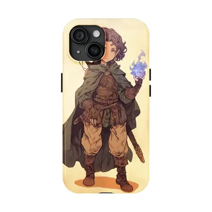 Fantasy Halfling Mage Anime Art Beige Background
