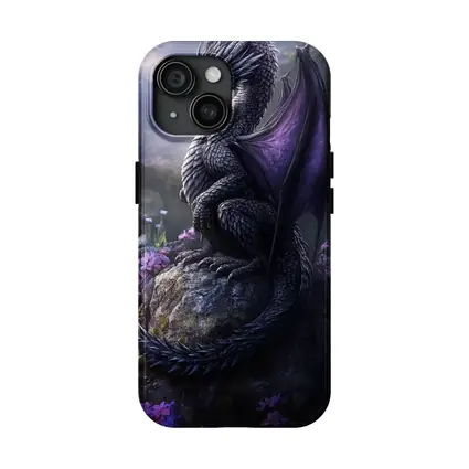 Dark Dragon Purple Wings Flowers Fantasy