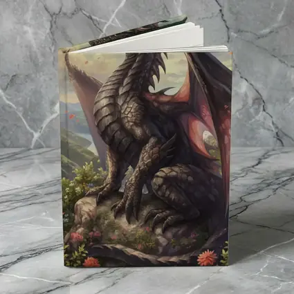 Black Dragon Perched on Rocky Mountain Overlook