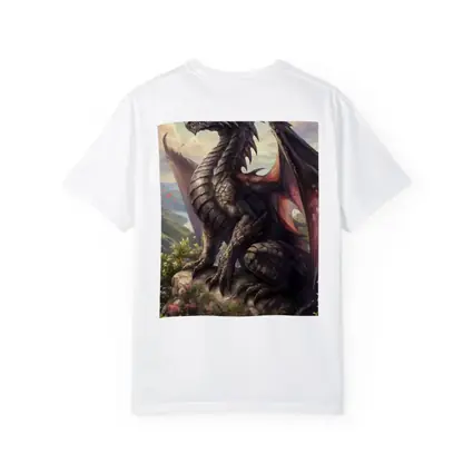 Black Dragon Perched on Rocky Mountain Overlook