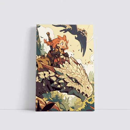 Anime Girl Riding Dragon Fantasy Art