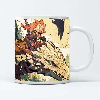 Anime Girl Riding Dragon Fantasy Art