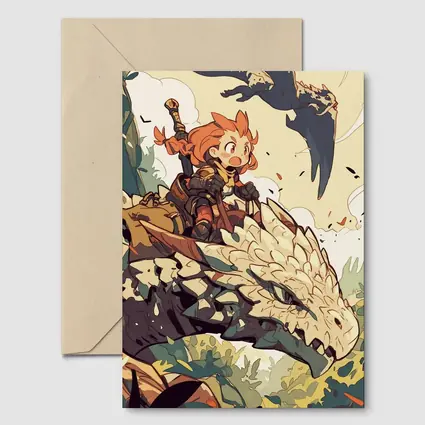 Anime Girl Riding Dragon Fantasy Art