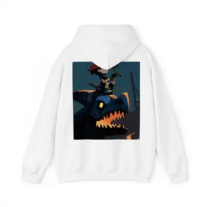 Boy Riding Mechanical Dragon Dark Night