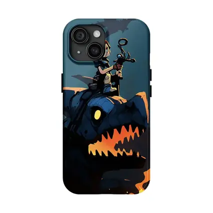 Boy Riding Mechanical Dragon Dark Night