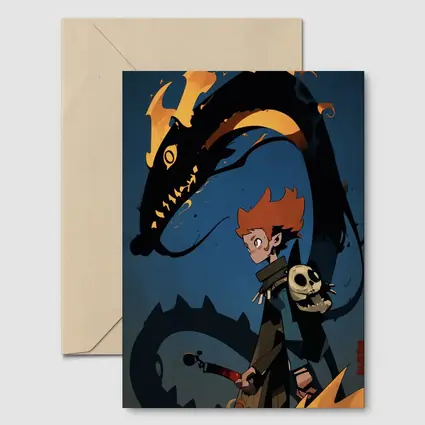 Anime Boy Dark Dragon Fire Art