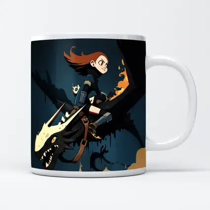 Anime Girl Riding Dragon Dark Fantasy Art