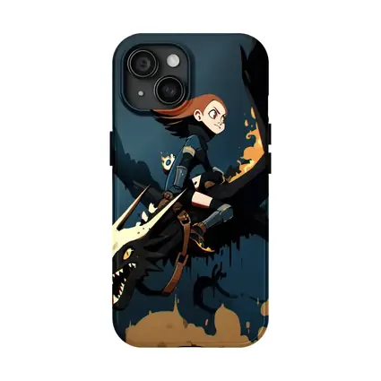 Anime Girl Riding Dragon Dark Fantasy Art