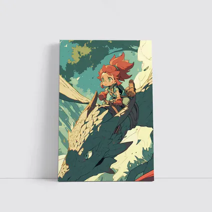 Anime Girl Riding Dragon Fantasy Art