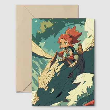Anime Girl Riding Dragon Fantasy Art