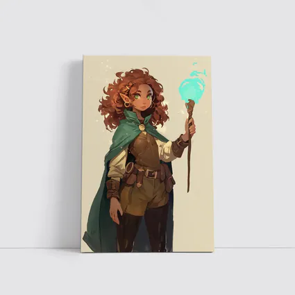 Fantasy Gnome Mage With Glowing Magic Staff